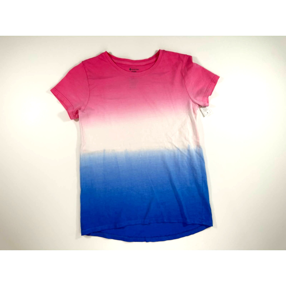 Girls Coral/White/Blue Ombre Style Tee, Size (7/8)